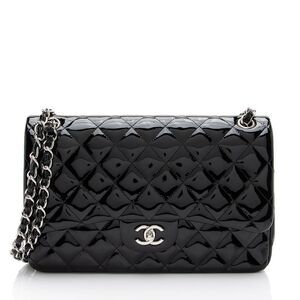 Chanel Patent Leather Classic Jumbo Double Flap Bag